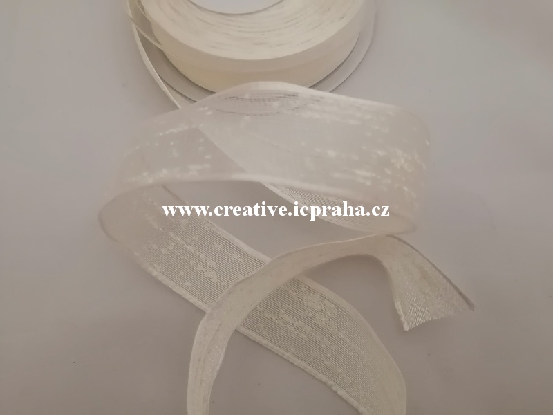 stuha chiffon 25mm šampaň s nopky